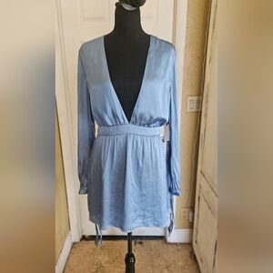 Lovers and friends. Blue silk dress. Size Large NWT